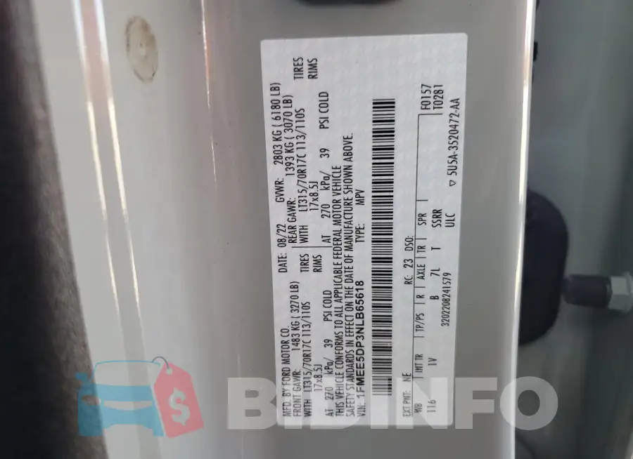 1FMEE5DP3NLB65618 Photo# 12