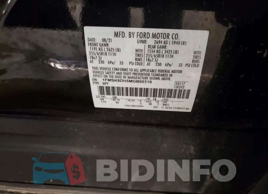 1FMSK8DH5MGB60319 Photo# 13