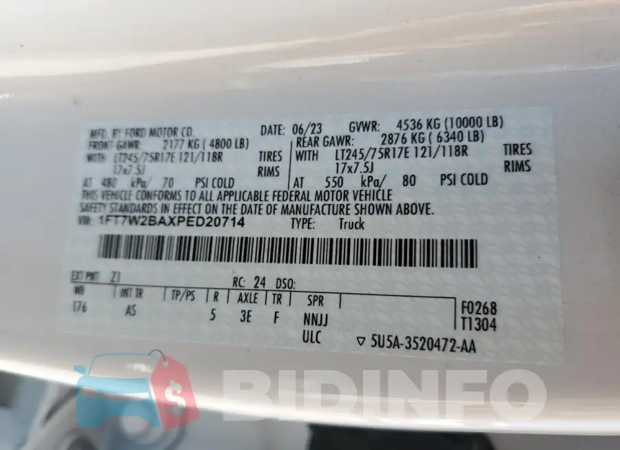 1FT7W2BAXPED20714 Photo# 12