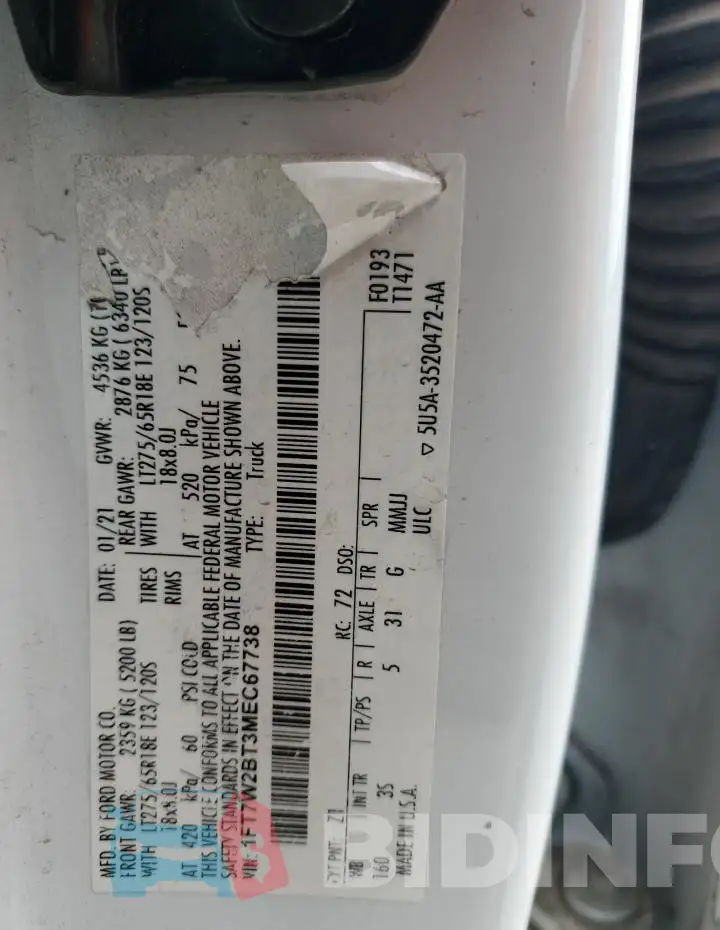 1FT7W2BT3MEC67738 Photo# 12