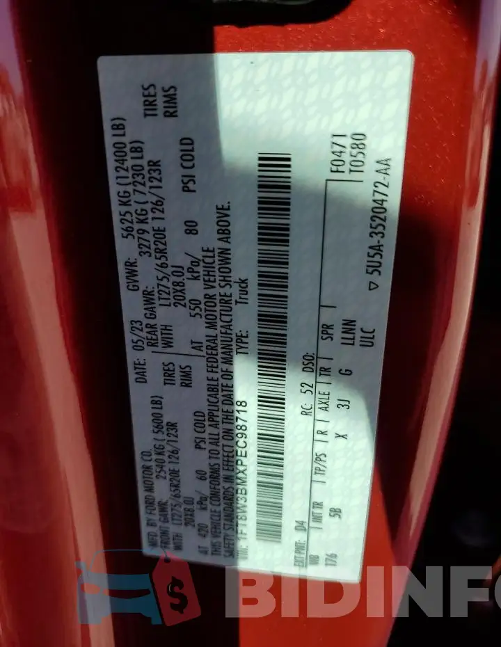 1FT8W3BMXPEC98718 Photo# 13