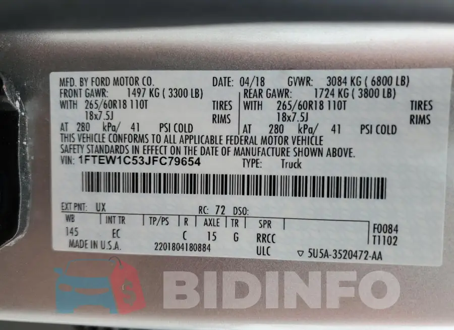 1FTEW1C53JFC79654 Photo# 12