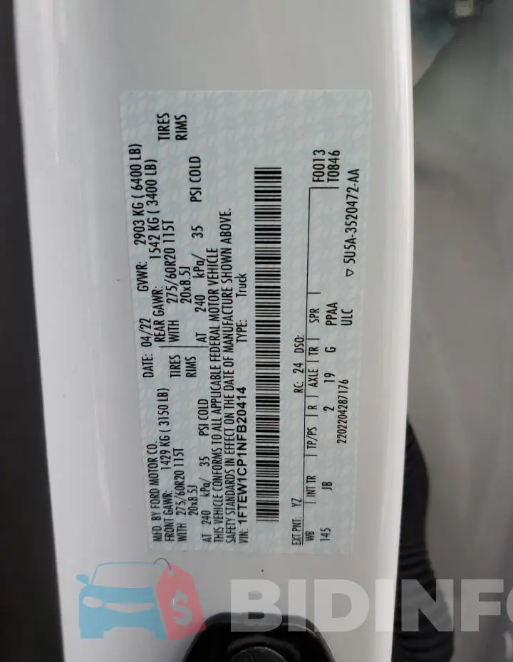 1FTEW1CP1NFB20414 Photo# 12