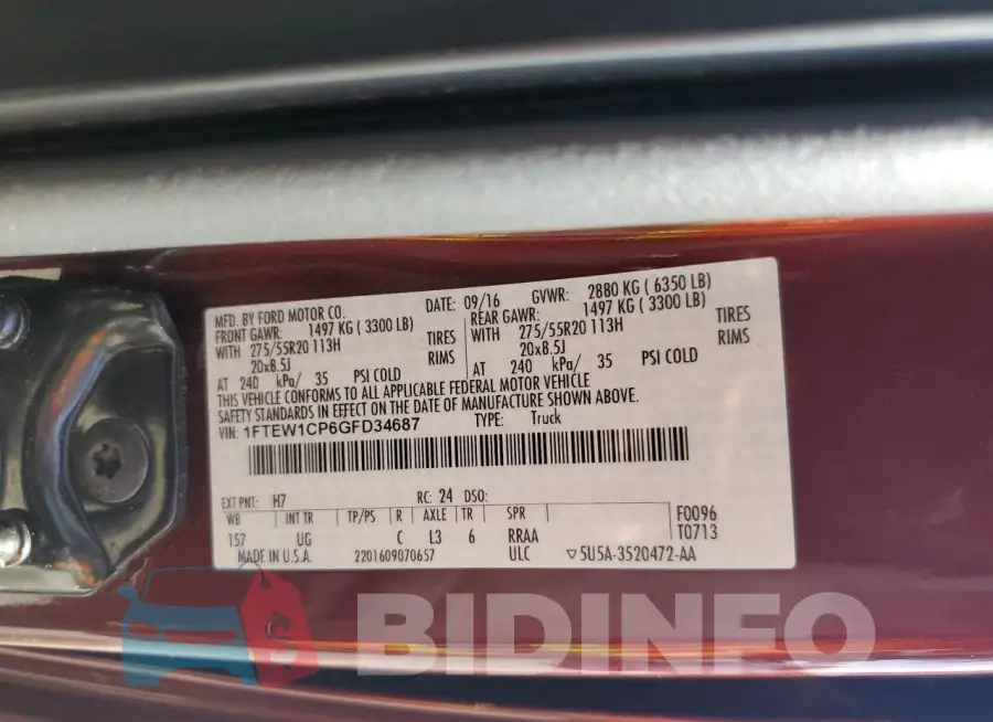 1FTEW1CP6GFD34687 Photo# 12