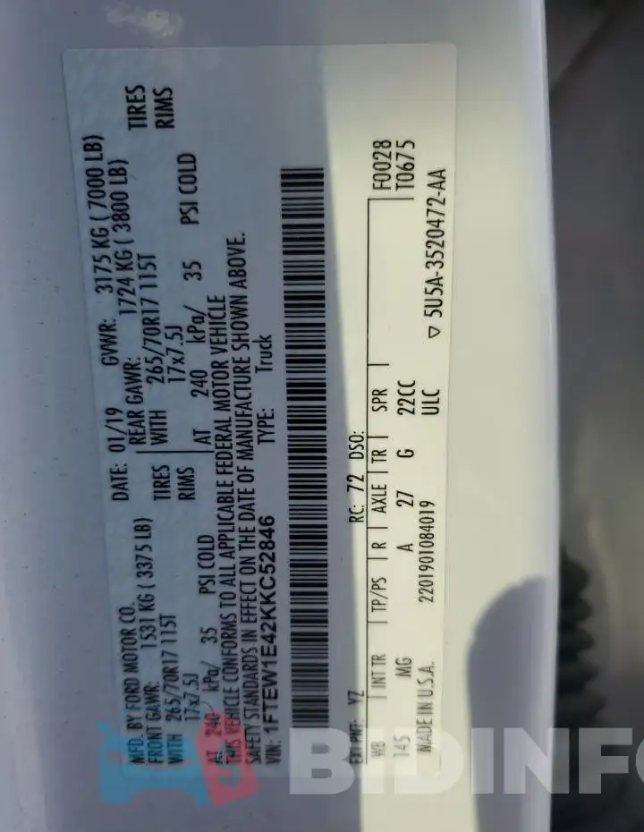 1FTEW1E42KKC52846 Photo# 12
