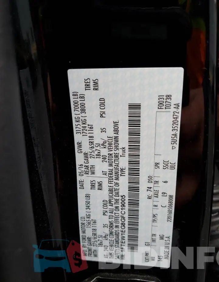 1FTEW1EG8GFC19005 Photo# 12