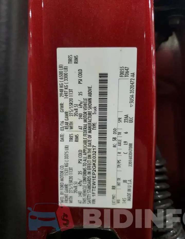 1FTEW1EP2GKE03217 Photo# 12