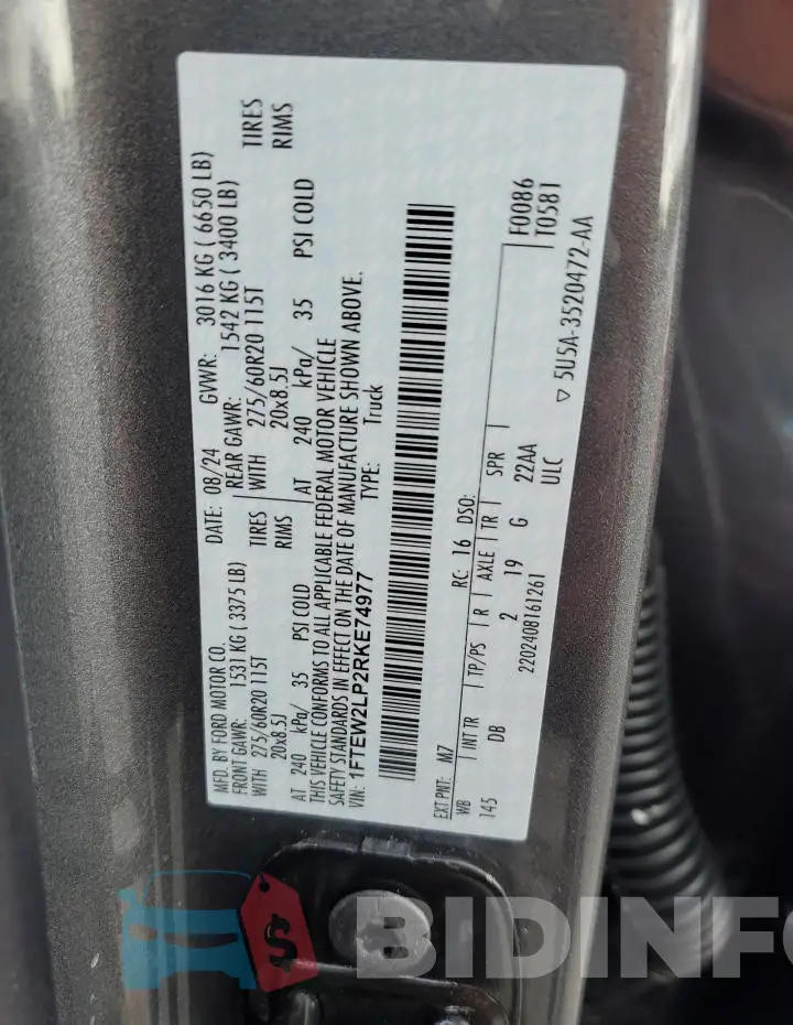 1FTEW2LP2RKE74977 Photo# 12