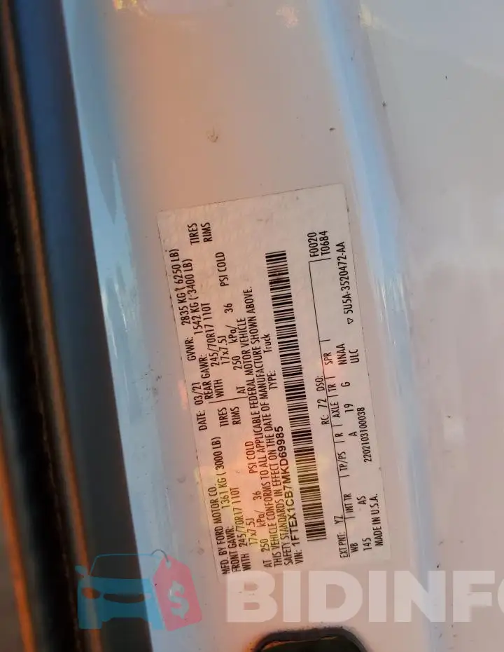 1FTEX1CB7MKD69985 Photo# 12