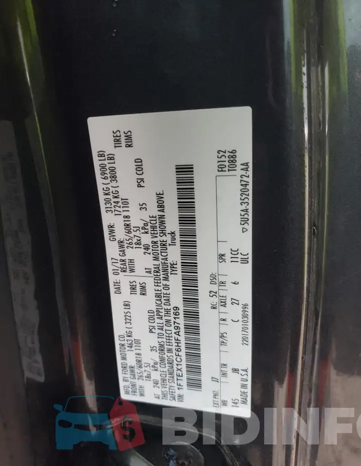 1FTEX1CF6HFA97169 Photo# 12