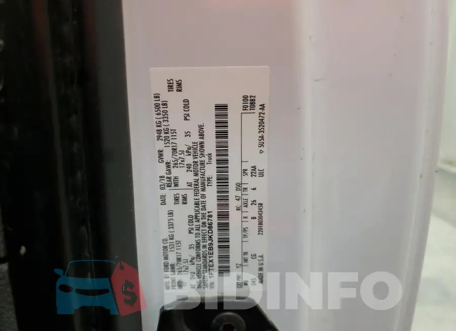 1FTEX1EB9JKD86781 Photo# 12