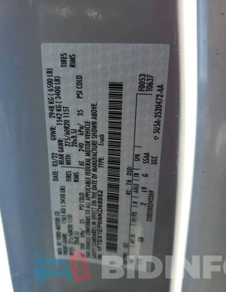 1FTEX1EP6NKD68952 Photo# 13
