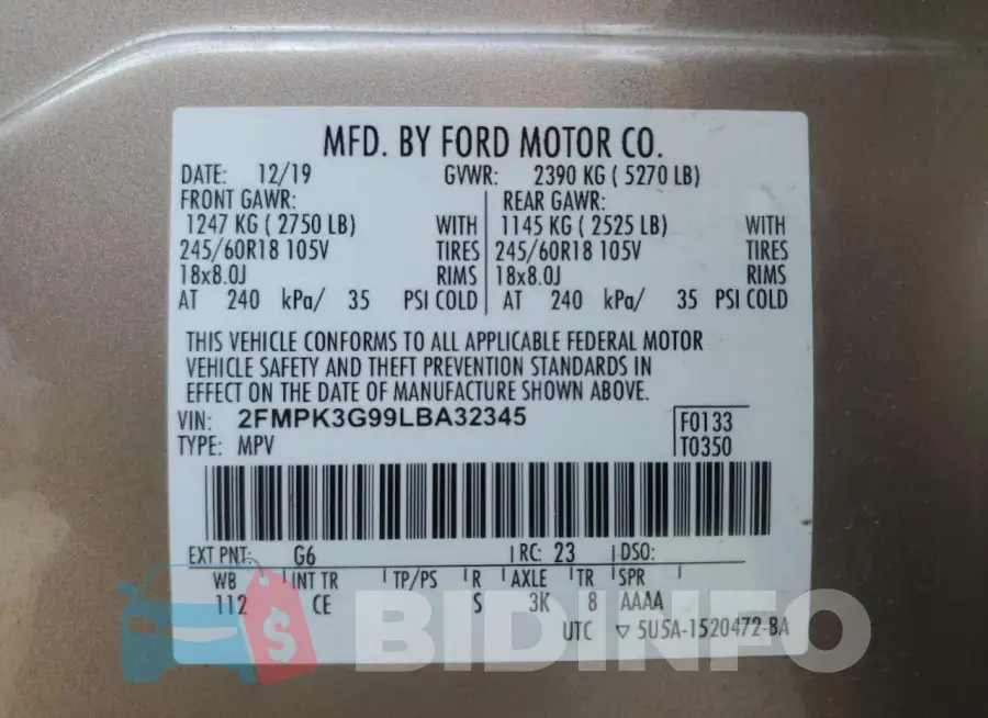 2FMPK3G99LBA32345 Photo# 13