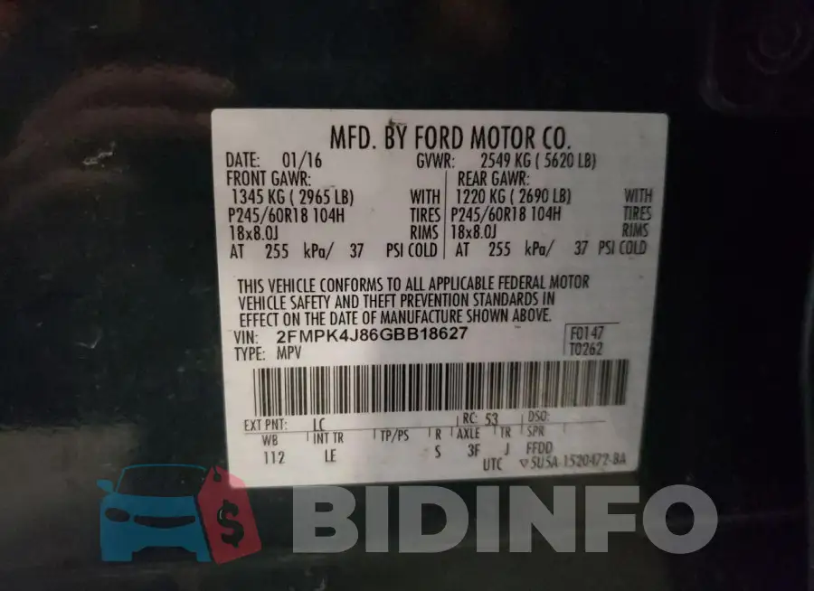 2FMPK4J86GBB18627 Photo# 13