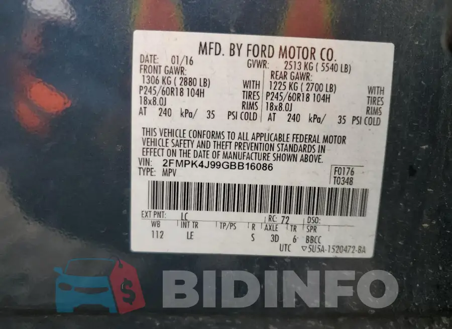 2FMPK4J99GBB16086 Photo# 12