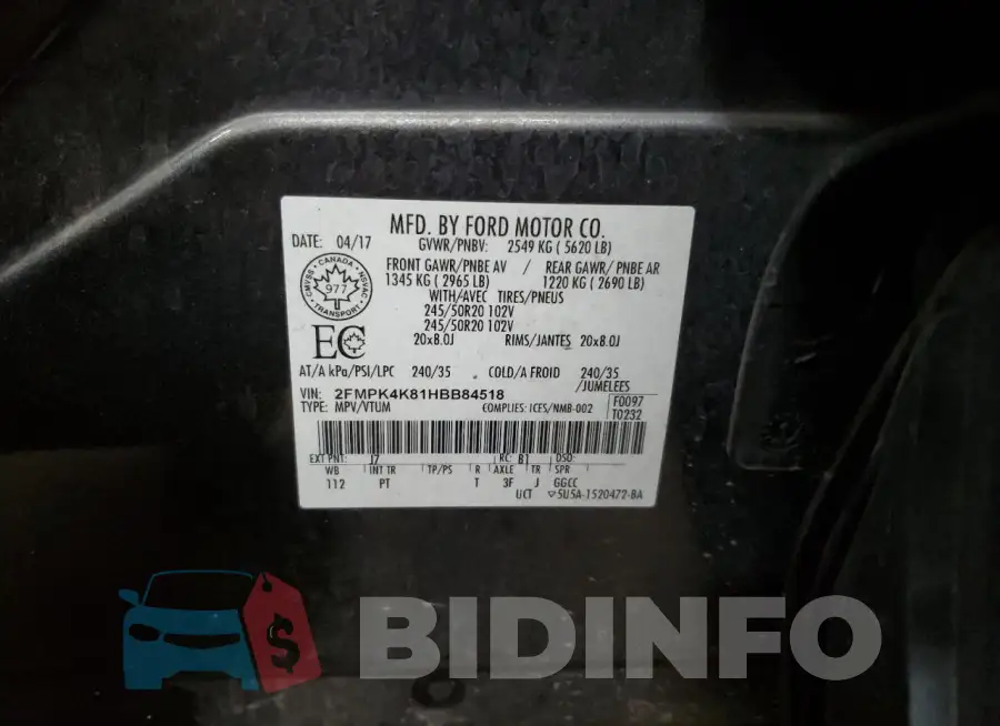 2FMPK4K81HBB84518 Photo# 14