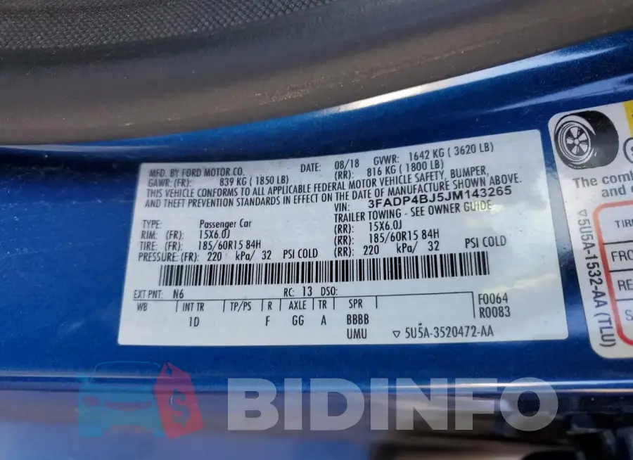 3FADP4BJ5JM143265 Photo# 12