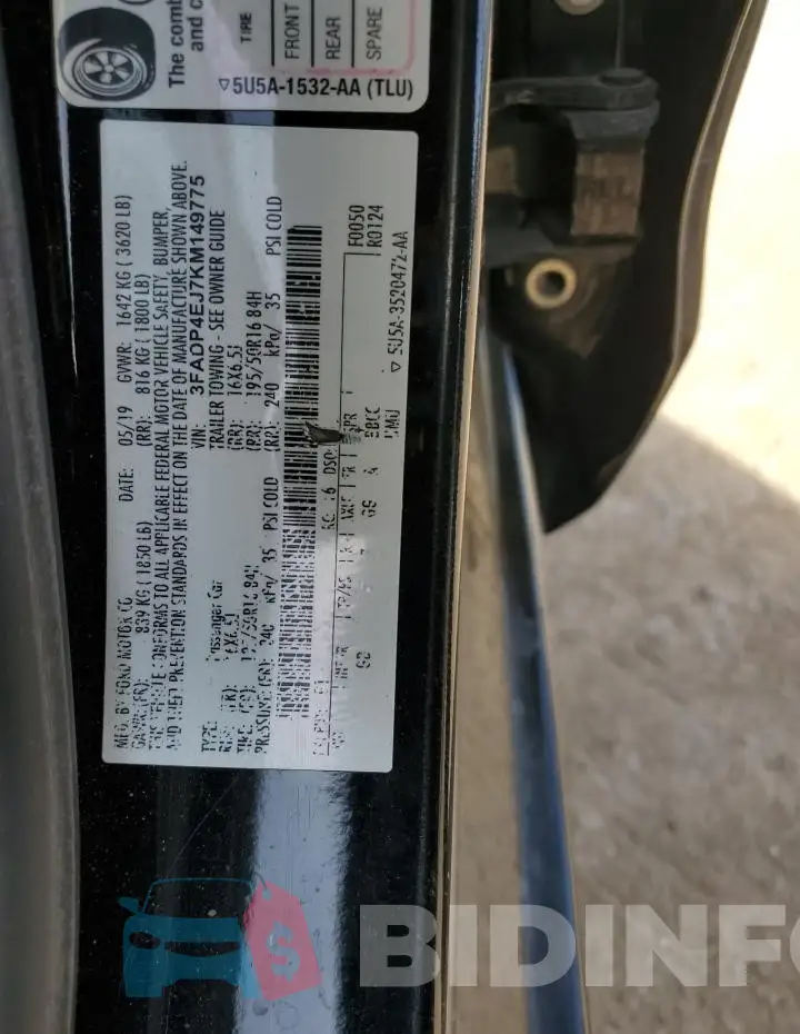 3FADP4EJ7KM149775 Photo# 12