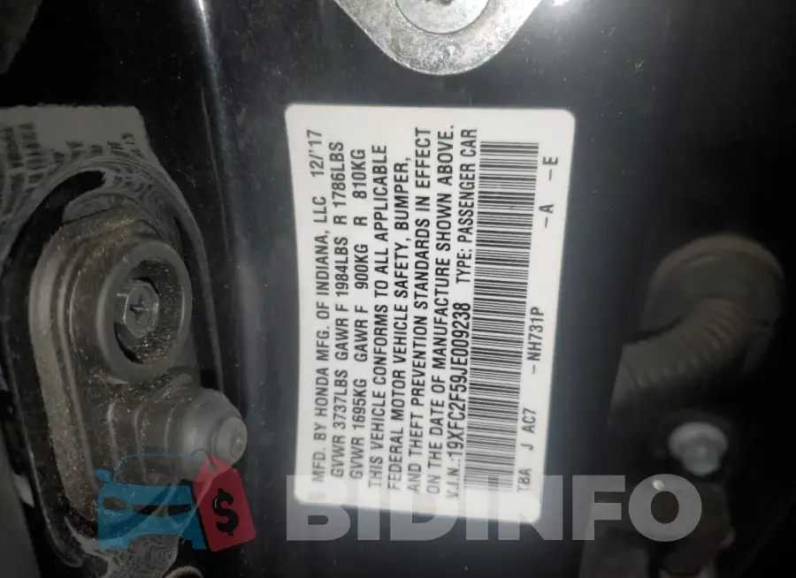 19XFC2F59JE009238 Photo# 12