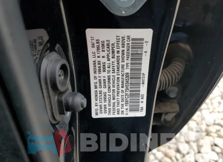 19XFC2F75HE045309 Photo# 12