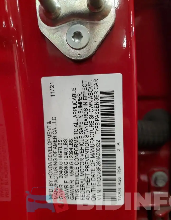 1HGCV3F28NA000632 Photo# 12
