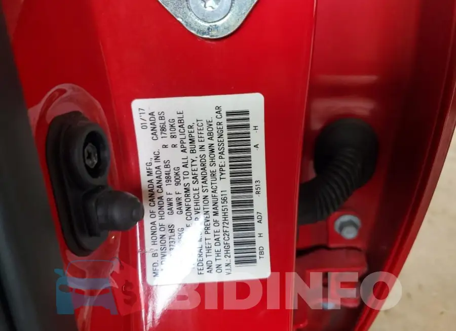 2HGFC2F72HH515611 Photo# 12