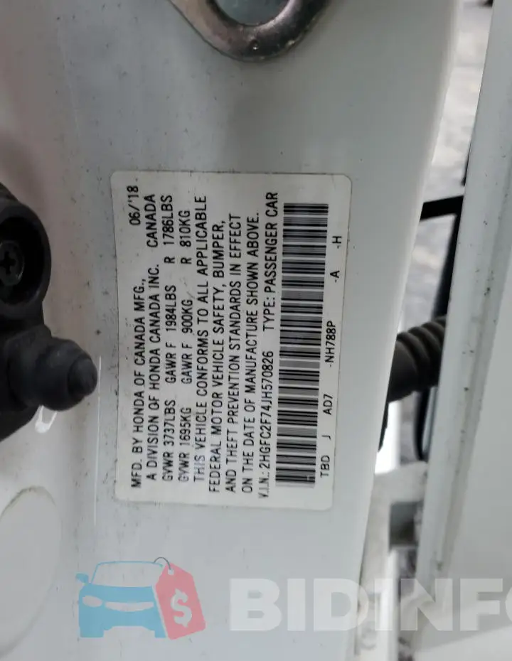 2HGFC2F74JH570826 Photo# 12