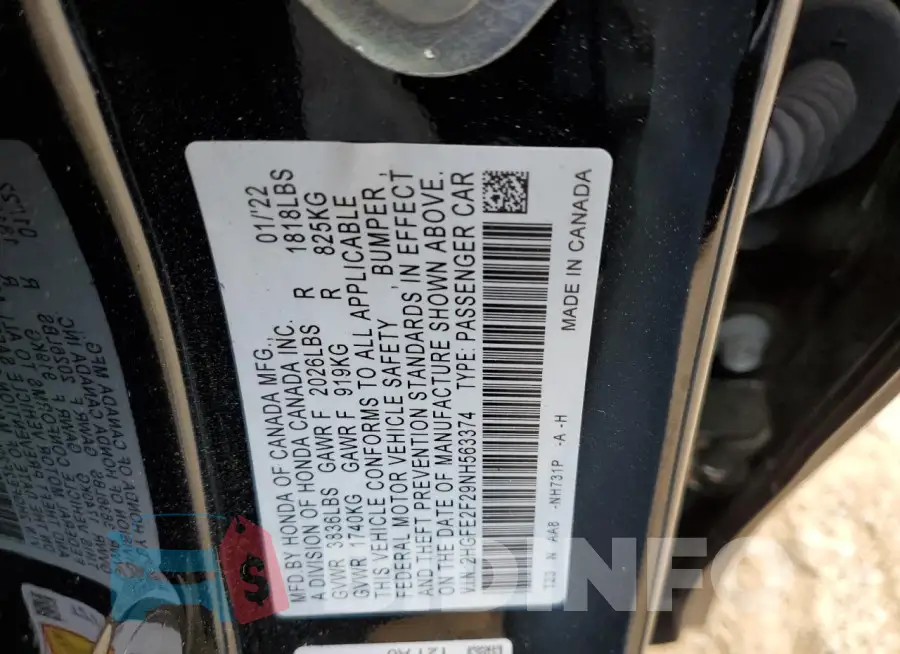 2HGFE2F29NH563374 Photo# 12