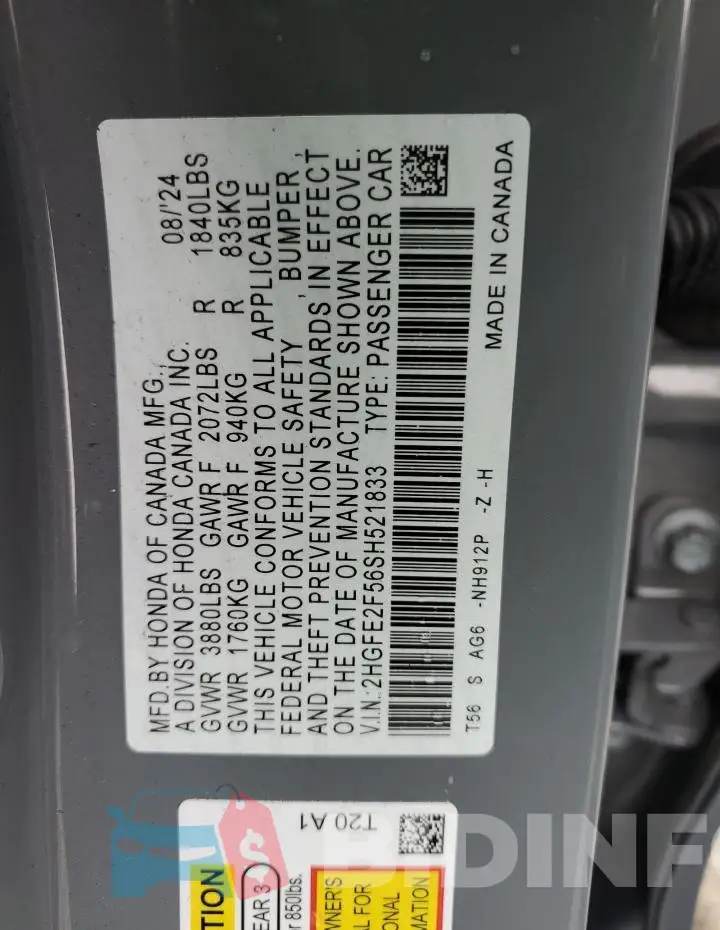2HGFE2F56SH521833 Photo# 12