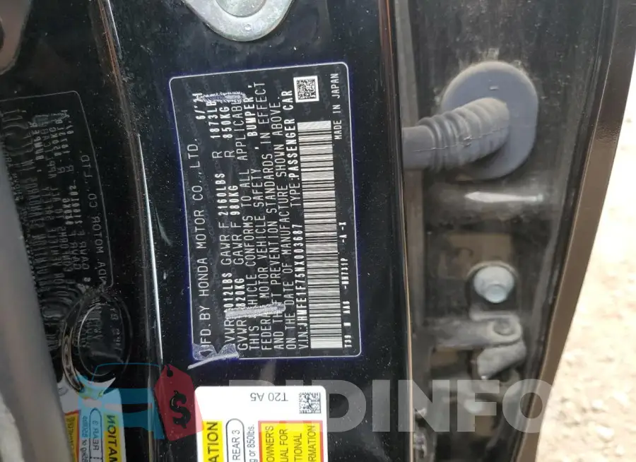 JHMFE1F75NX003687 Photo# 12