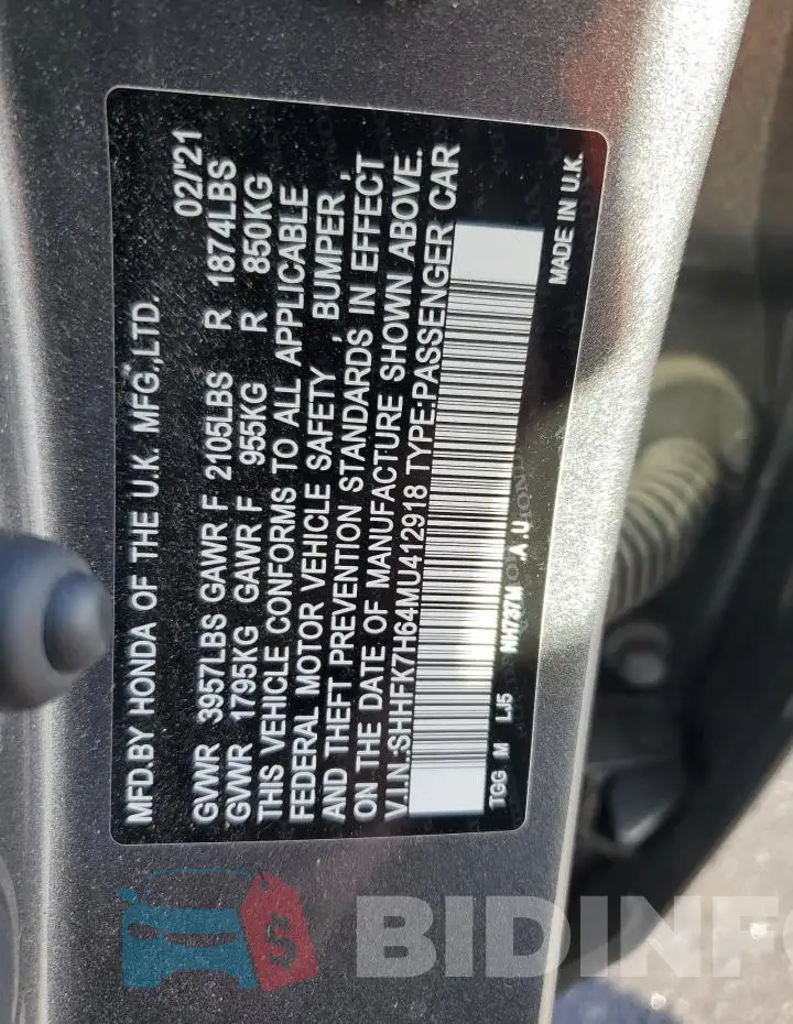 SHHFK7H64MU412918 Photo# 10