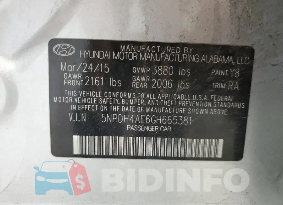 5NPDH4AE6GH665381 Photo# 12
