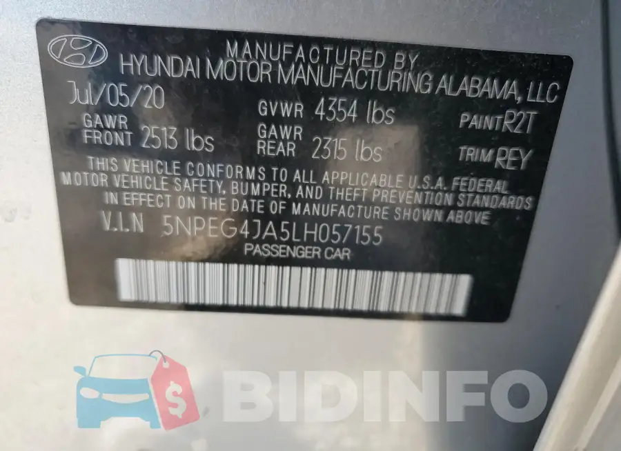 5NPEG4JA5LH057155 Photo# 13