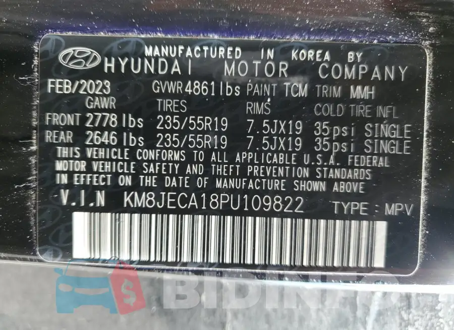 KM8JECA18PU109822 Photo# 13