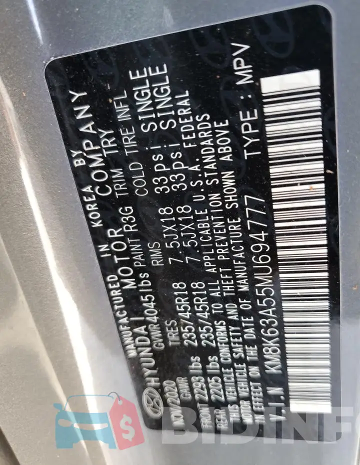 KM8K63A55MU694777 Photo# 12