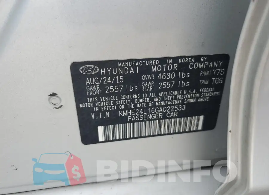 KMHE24L16GA022533 Photo# 12