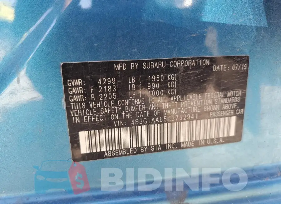 4S3GTAA65K3752941 Photo# 12