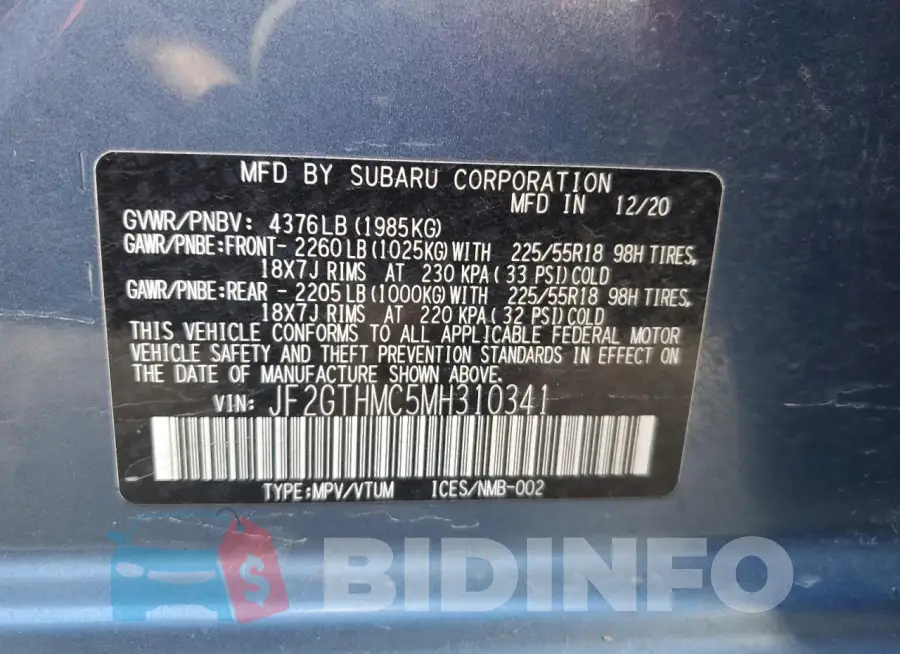 JF2GTHMC5MH310341 Photo# 13