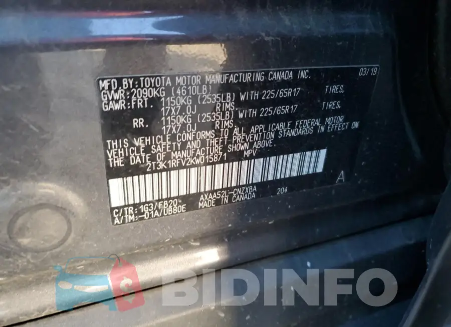 2T3K1RFV2KW015871 Photo# 14