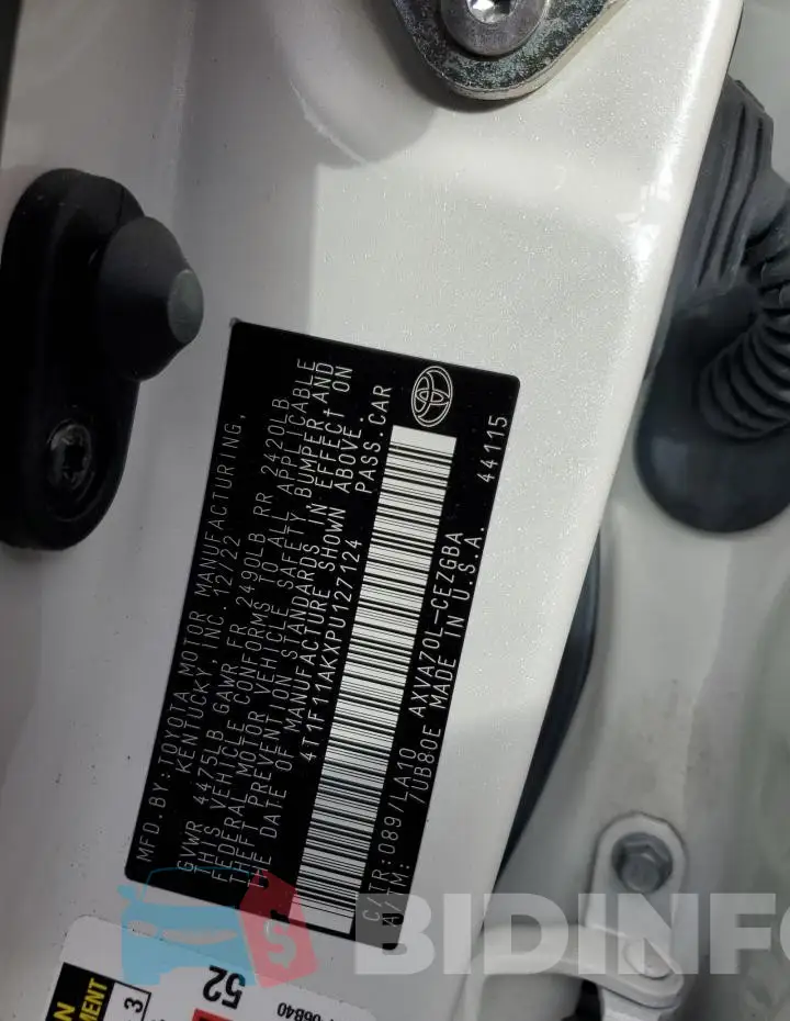 4T1F11AKXPU127124 Photo# 13
