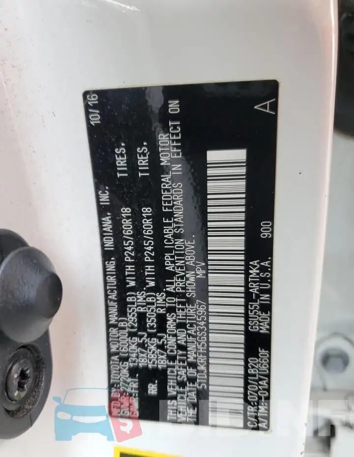 5TDJKRFH5GS345967 Photo# 13
