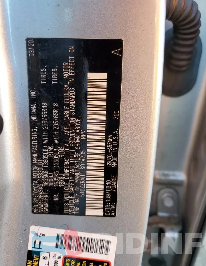 5TDZZRAH1LS014285 Photo# 13