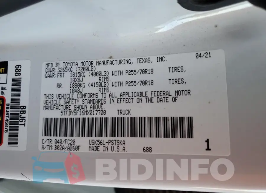 5TFDY5F16MX017700 Photo# 12