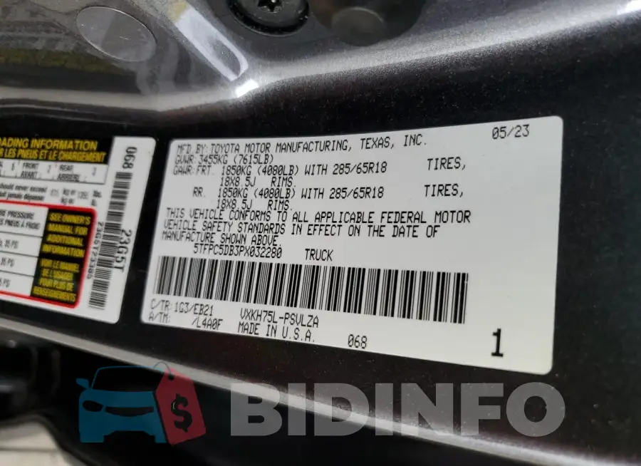 5TFPC5DB3PX032280 Photo# 12