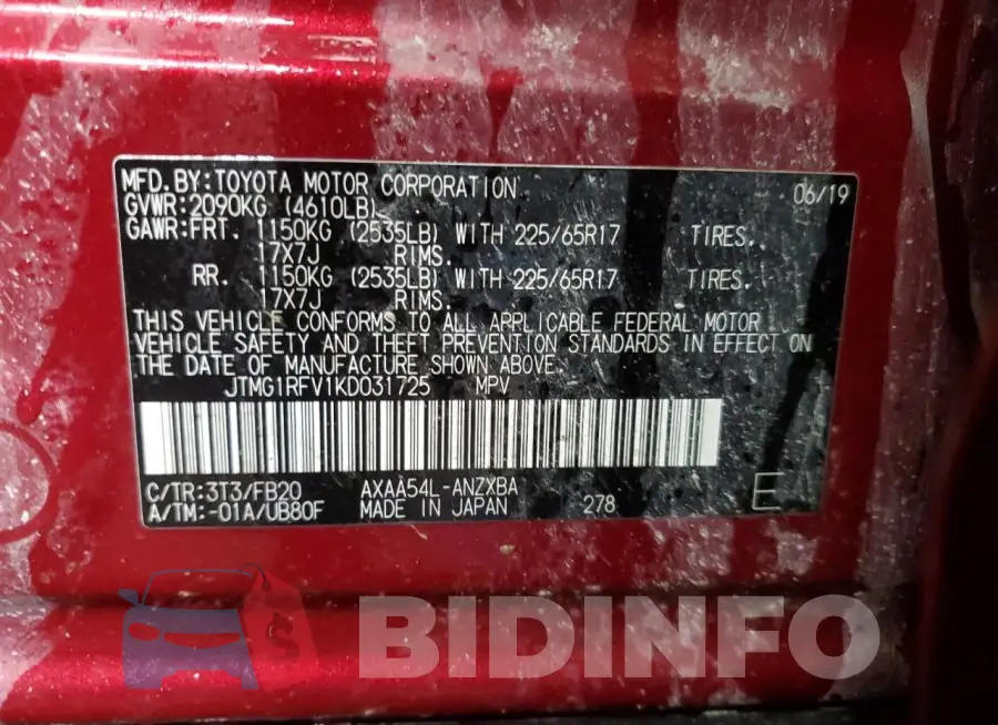 JTMG1RFV1KD031725 Photo# 13