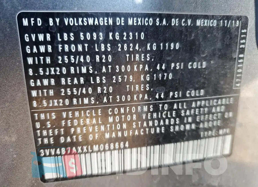 3VV4B7AXXLM068664 Photo# 13