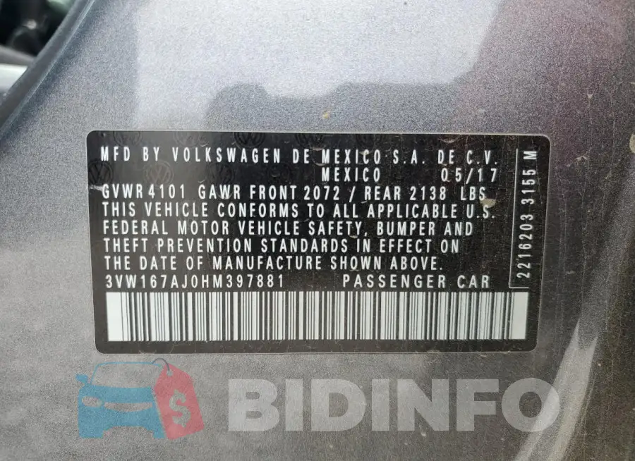 3VW167AJ0HM397881 Photo# 12
