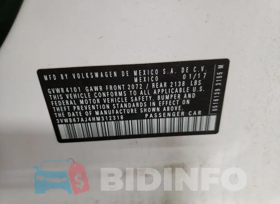 3VWB67AJ4HM312318 Photo# 12