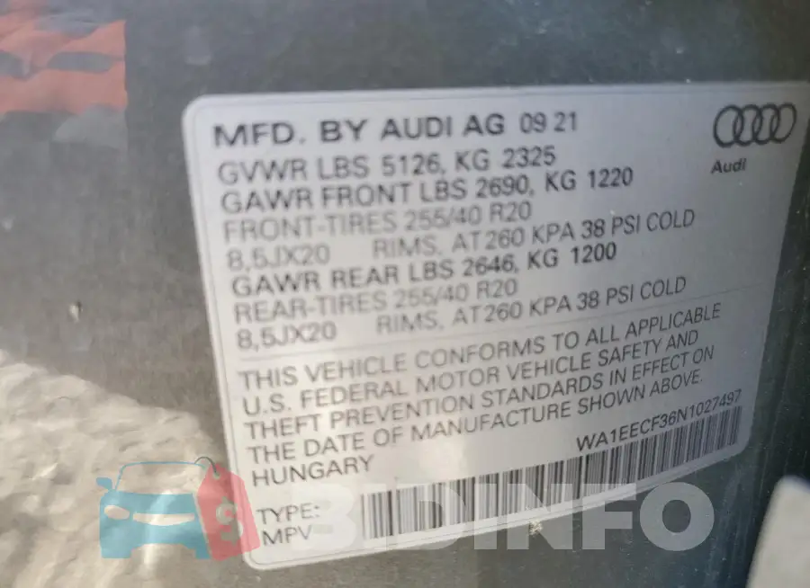 WA1EECF36N1027497 Photo# 12