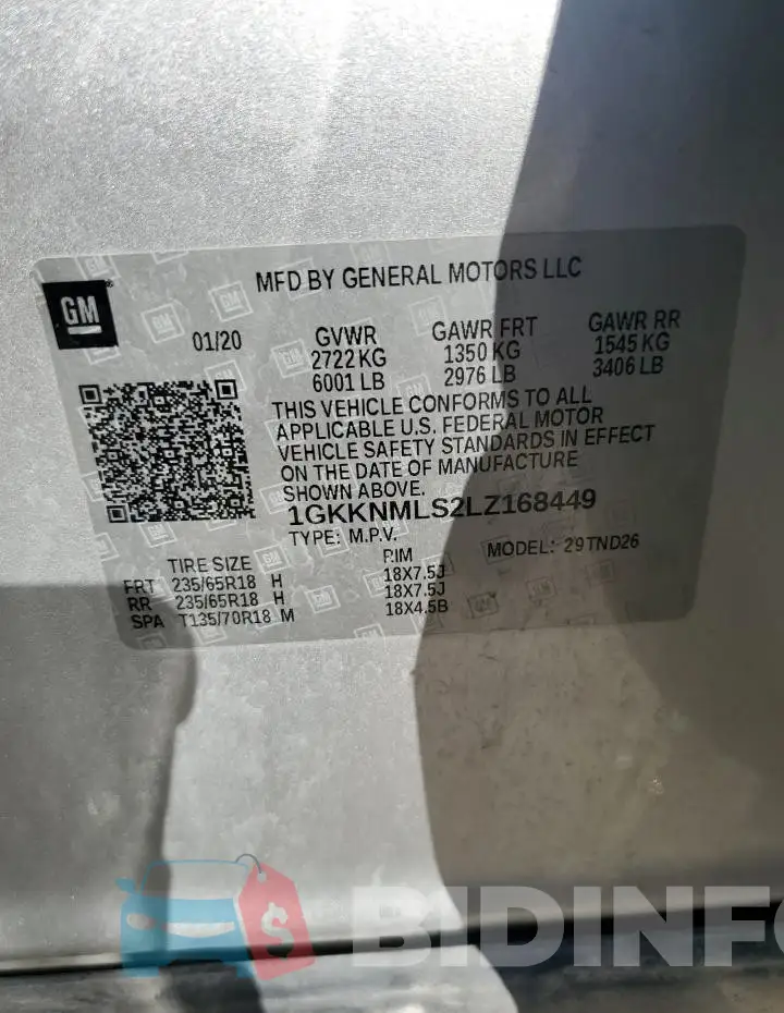 1GKKNMLS2LZ168449 Photo# 14